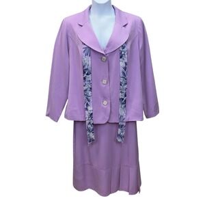 MASSEYS Skirt Set Womens 18W Purple Two Piece Jacket Skirt Lined Formal Outfit